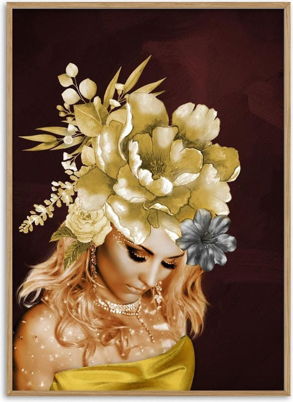Golden Fashion 2 poster showing a woman in yellow with floral headdress against a burgundy background.