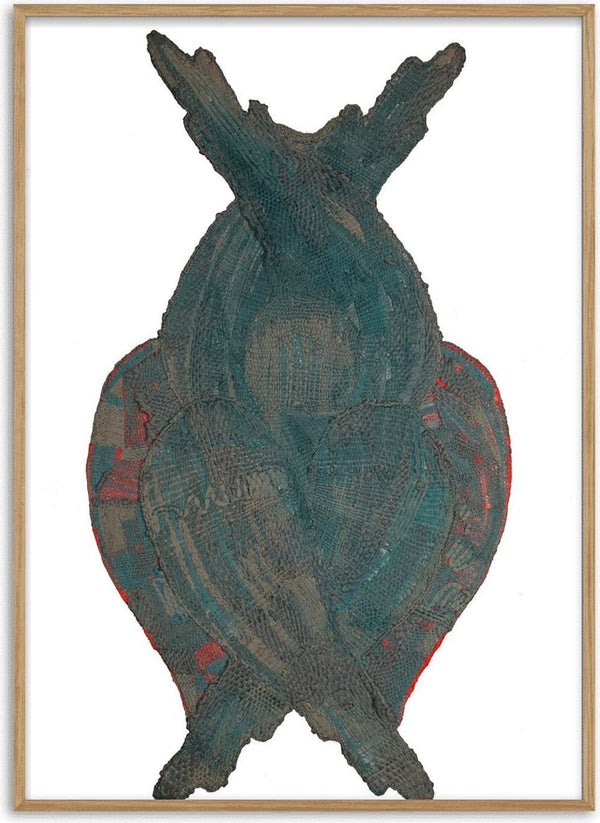 angel wings 1 by Ana-Maria Panaitescu - stitched teal textile cherub form on a white background