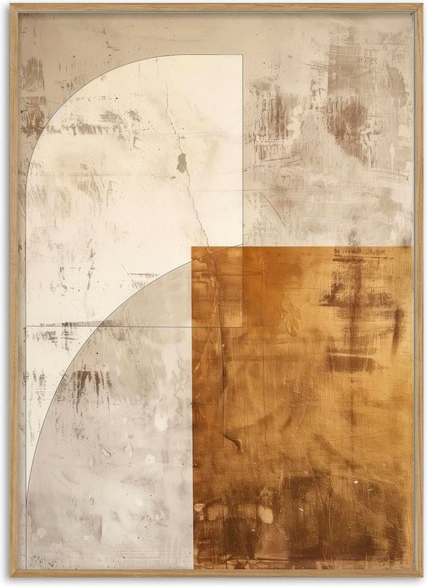 Abstract artwork with beige, cream, and golden-brown geometric shapes on a textured background for Autumn Dream 04.