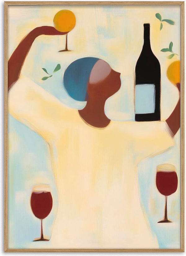 Abstract figure balancing wine glasses and a bottle, illustrating harmony for Balancing Life - Martin Zen product page.