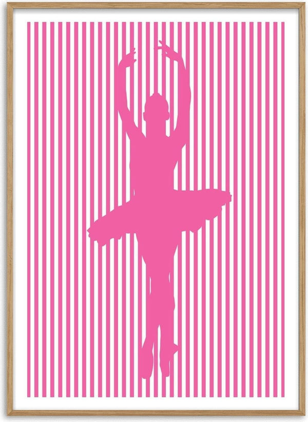 Ballerina silhouette by nyai - a pink ballerina cut flat against pink and white stripes