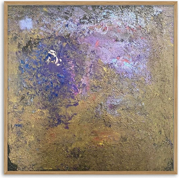 Birth by Maria-Tia - textured gold and bronze abstract opening into lilac and violet