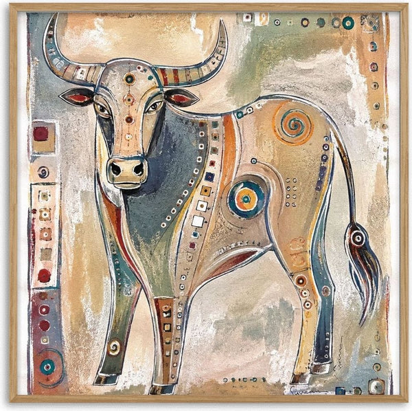 Bull by Art Guveau - patterned bull with curved horns