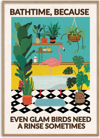 Cheeky Flamingo Bathtime - Wallchart