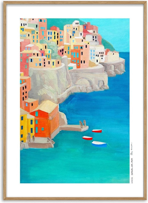 Colorful Coastal Village - Awol Art Alex