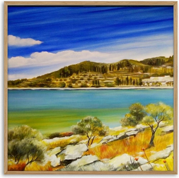 Dalmatia by Sunny - a turquoise bay with a wooded shore, limestone rocks and olive trees