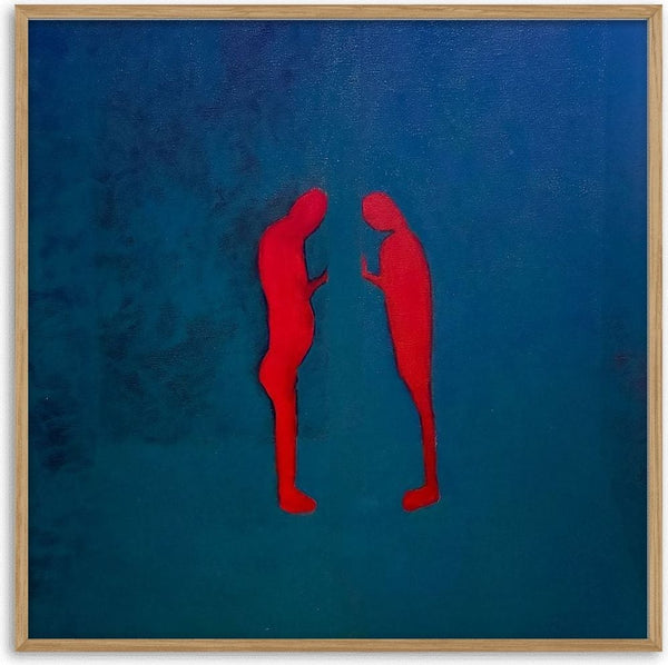 Echo Chamber by Nectarios Livisianos - two red figures facing each other on deep blue