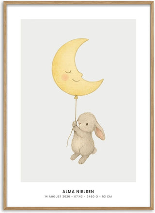 Flying Bunny – Personalised Baby Poster