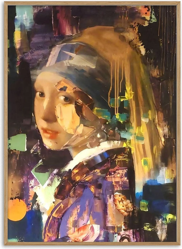 Girl with the pearl by creatievananne - a young woman in a blue and gold turban painted in thick slabs