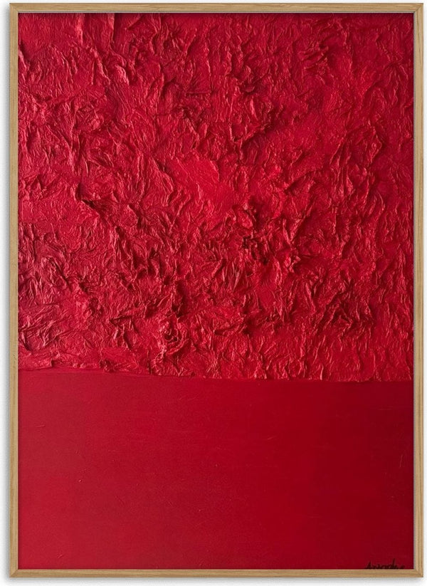 Große Liebe by Sophie Schillen - a deep red abstract with heavy texture above a smooth crimson field