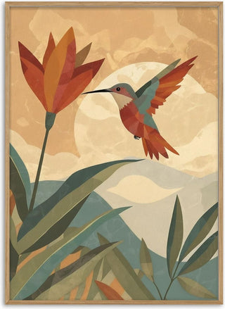 Hummingbird in Motion – Retro Nature Scene - ArtySjak