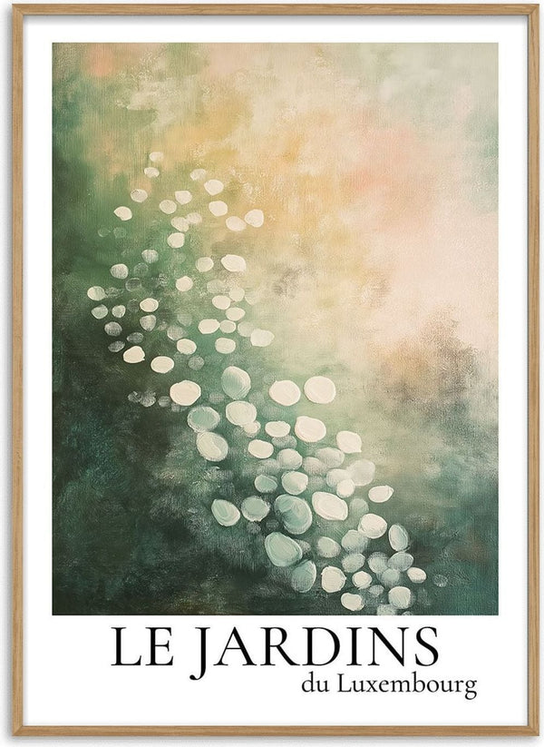 Abstract art print with green, yellow, and white tones for Le Jardin Du Luxembourg 04 product page.