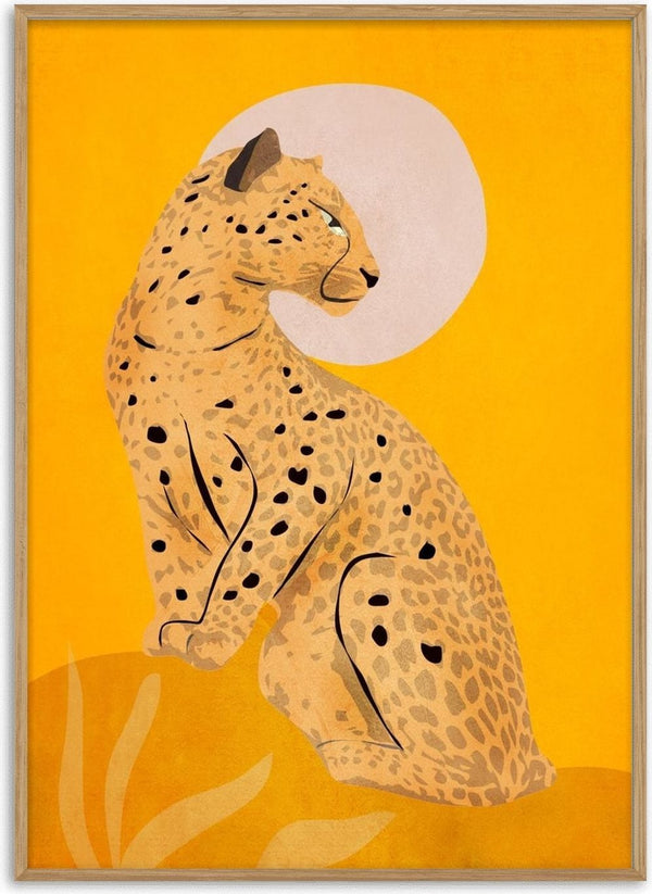 Leopard by ThingDesign - a spotted leopard in profile against a warm yellow ground