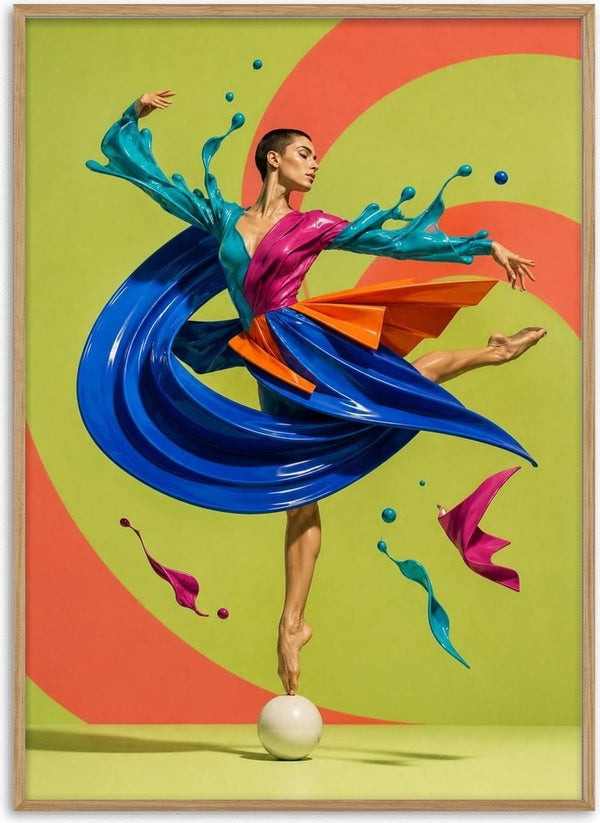 Liquid Choreography by Haris Delic - a dancer in poured paint balancing on a white sphere