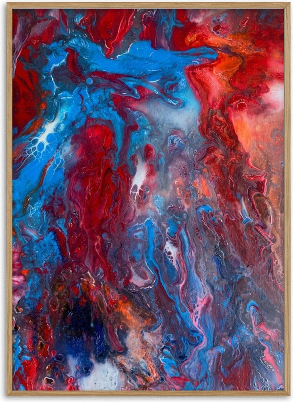 Mars by KG Studio - crimson and cobalt running down the canvas in braided channels with open cells