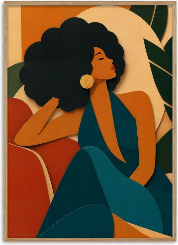 Modern Muse by ArtySjak - a woman in a teal dress with a gold disc earring