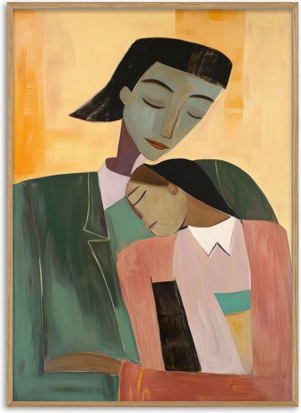 Abstract art of a mother embracing her child, featured on the Mother’s Love - Martin Zen product page.