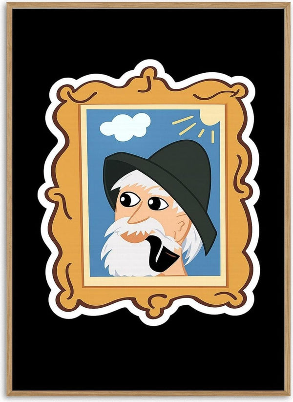 Old Fisherman by KaroGaiaArt - a bearded fisherman in a black hat inside an ornate gold frame
