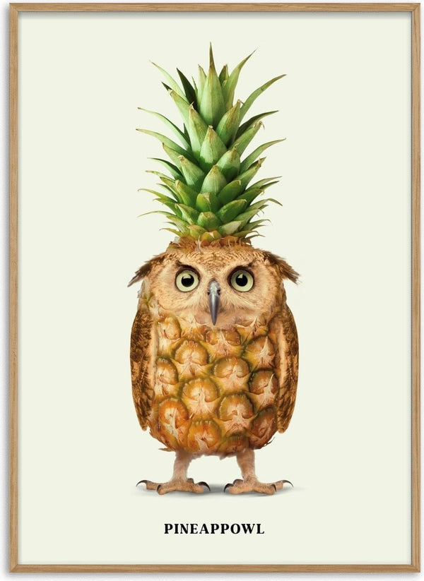 Pineappowl by Jonas Loose - an owl with a golden pineapple breast and a spiky green crown