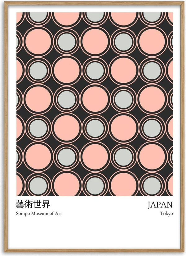 Poster featuring a pattern of pink and gray dots, labeled "Sompo Museum of Art, Japan" for the Pink Dots Exhibition.