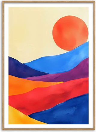 Red sun over colourful hills - Ohkimiko