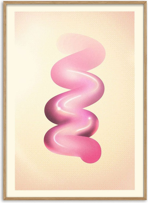 Abstract pink wavy shape on a textured cream background for Retro Graphic No.6 product page.