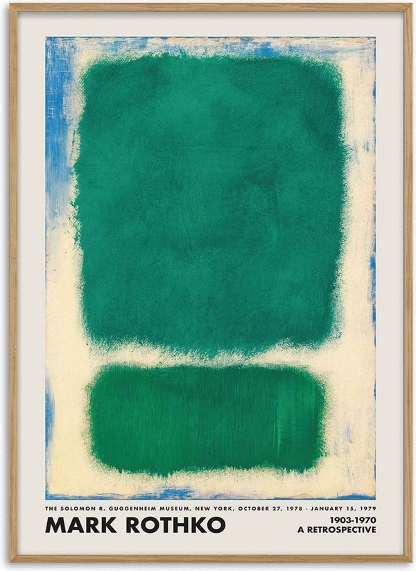 Abstract green painting by Mark Rothko featured on the Rothko Green Retrospective product page.