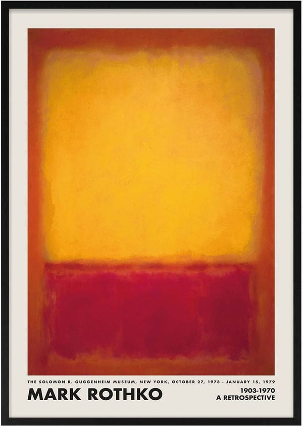 Rothko Yellow on Red abstract painting with a large yellow block above a red block, blurred edges.