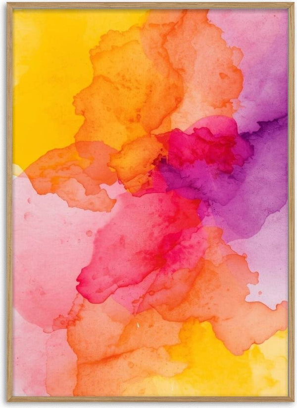 Splash of fantasy by Ohkimiko - abstract watercolour blooms in yellow, orange, magenta and violet