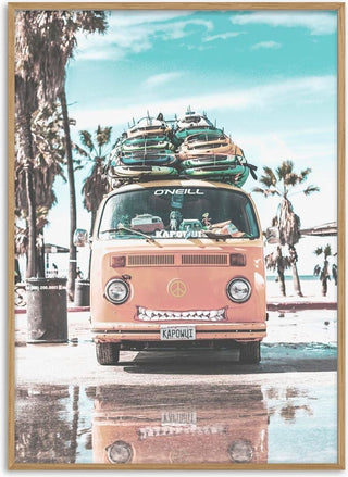 Surfers Van on Beach Poster