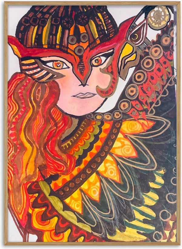 The Eagles by ALEX - red-haired woman in an eagle headdress with a patterned feathered wing