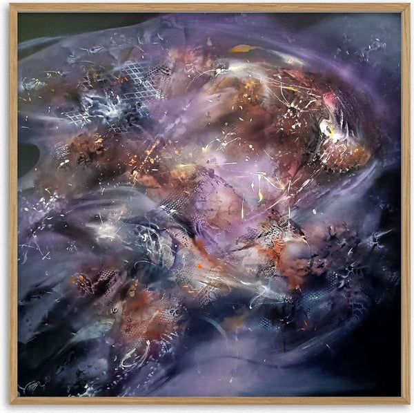 The Memory of a Star Before It Was Born by Ovidiu Kloska - cosmic violet and plum swirl with copper flecks like a nebula