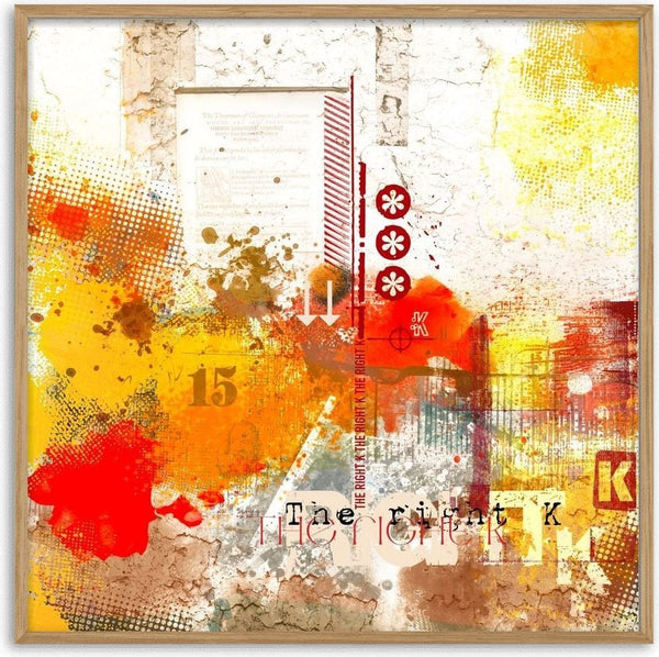The right Mr. K by Dada - red and yellow bursting across a cracked wall with stencilled Ks and half-tone dots