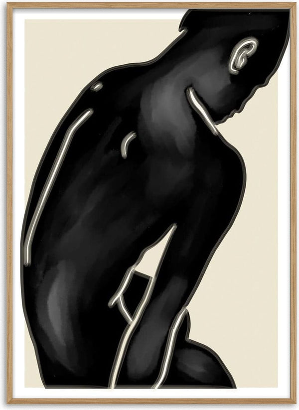 Minimalist black and white illustration of a seated nude figure from "Thinkin Out Loud" by Vincent von Hauzer.
