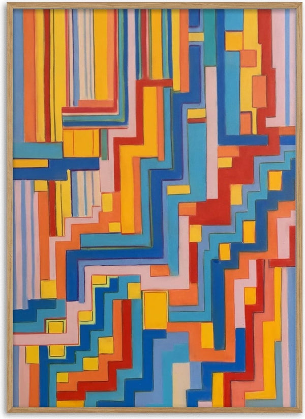 Up the steps by Gerard Ceulemans - zigzag stepped bands of red, orange, yellow and blue