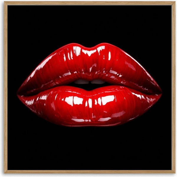 Velvet Threshold by Devour Art - a pair of high-gloss red lips isolated against pure black