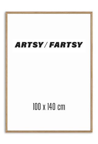 Solid oak frame 100x140 cm with a minimal print featuring bold text and clean white background.